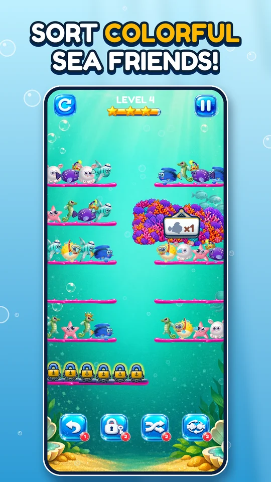 Sort colorful sea friends